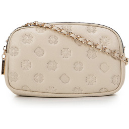 Damska crossbody ze skóry na łańcuszku kremowa