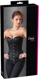 Cottelli - haftowany gorset imprezowy (czarny) - XL