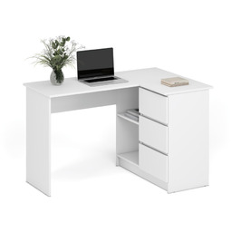 Biurko z szufladami i półkami białe mat 124
