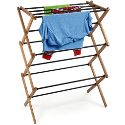 Drewniana suszarka stojąca Ferrara ze stalowymi prętami 60