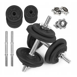 Hantle Żeliwne regulowane 2x10kg gryfy talerze zestaw