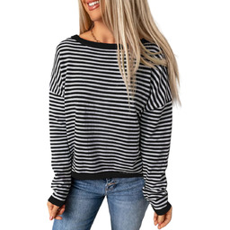 Damska Bluzka z Długim Rękawem Longsleeve w Paski