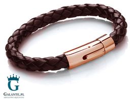 Brązowa bransoleta męska ze skóry T659 Rose Gold
