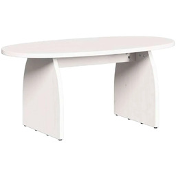 Edinos Premium Biały owalny stolik kawowy z drewna