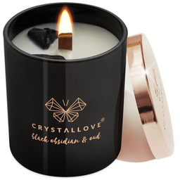 Crystallove Black Obsidian Soy Candle & Oud Świeca
