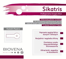 SIKATRIS Plaster silikonowy na blizny po mastopeksji 17x7,6cm,