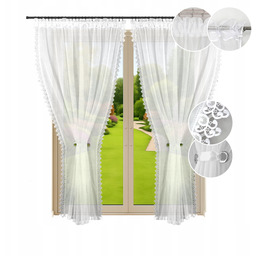 2x Firana Gotowa 200x220 Firany Biała Kokony Gipiura