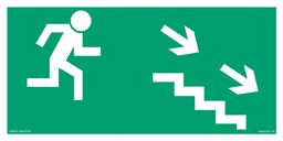 Signproject Kierunek do wyjścia drogi ewakuacyjnej schodami