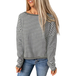 Damska Bluzka z Długim Rękawem Longsleeve w Paski