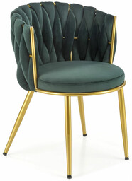 Halmar Krzesło glamour plecione oparcie K517 - ciemnozielony