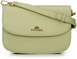 Damska crossbody ze skóry naturalnej pistacjowa