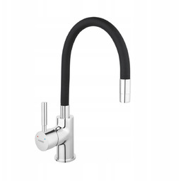 Ferro Zumba Bateria zlewozmywakowa z czarną elastyczną wylewką