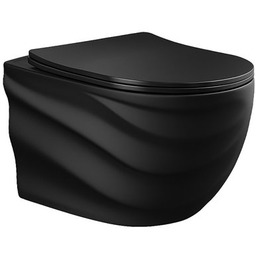 Czarna matowa miska wc wisząca Rimless Tornado SKAL-MTB-RIM-01