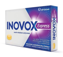 INOVOX Express miodowo-cytrynowy łagodzenie bólu gardła, 36 pastylek