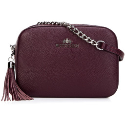 Damska listonoszka skórzana pudełkowa na łańcuszku śliwkowa