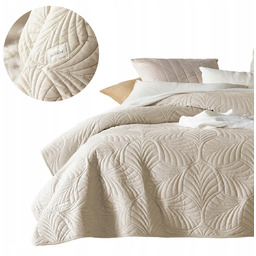 ROOM99 Narzuta na łóżko 170x210 kremowa welurowa pikowana