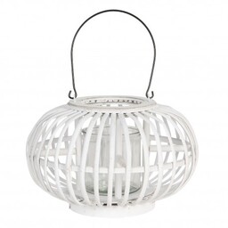 Drewniany Lampion Okrągły Biały B Clayre & Eef