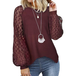 Tuopuda Sweter Damski Bluzka na Długi Rękaw Okrągły