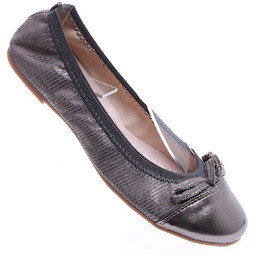 Elastyczne balerinki z kokardą Ciemno Szary