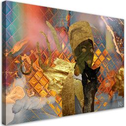 Obraz na płótnie, Afrykańska kobieta i czarny kot