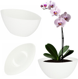 Doniczka na kwiaty Ptuj owalna 21 cm, biała