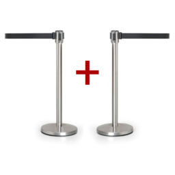 Słupek odgradzający z samonawijającą taśmą , czarny