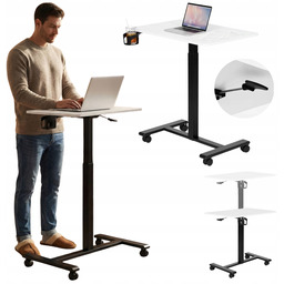 Biurko Mobilne Regulowane Składane 70x48 CM Pod Laptopa
