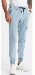 Spodnie męskie JOGGERY z kieszenią cargo - jasnoniebieskie