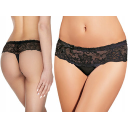 Ewana 037 Koronkowe Stringi - Szorty Czarny L