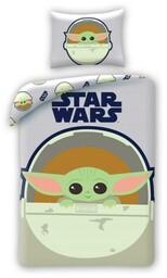 Pościel bawełniana 140x200 Star Wars Baby Joda szara