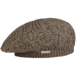 Beret z Dzianiny Uni by Seeberger, szarobrązowy, One