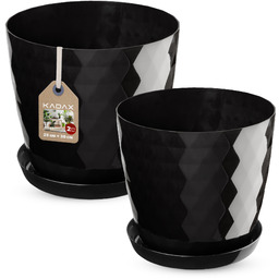 Doniczka na kwiaty z podstawką czarna Amily 25