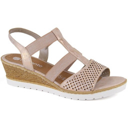 Komfortowe sandały na koturnie Remonte W RKR667 różowe