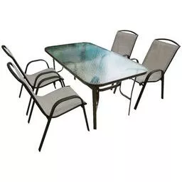Zestaw 4 wygodnych krzeseł ze szklanym stołem
