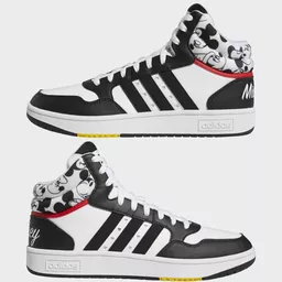 Buty Adidas Hoops Mickey Mouse męskie biało czarne cały bok Buty Adidas Hoops Mickey Mouse męskie biało czarne cały bok