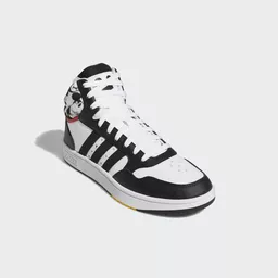 Buty Adidas Hoops Mickey Mouse męskie biało czarne lewy bok Buty Adidas Hoops Mickey Mouse męskie biało czarne lewy bok