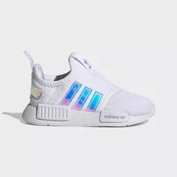 Buty Adidas NMD białe z elementami holograficznymi cały lewy bok
