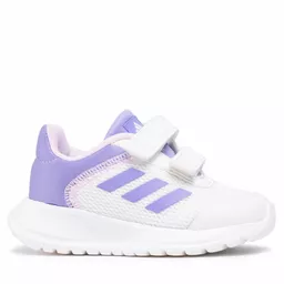 Buty Adidas Tensaur biało fioletowe na rzepy cały lewy bok Buty Adidas Tensaur biało fioletowe na rzepy cały lewy bok