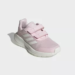 Buty Adidas Tensaur jasnoróżowe na rzepy lewy bok Buty Adidas Tensaur jasnoróżowe na rzepy lewy bok