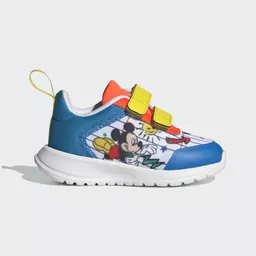 Buty Adidas Tensaur niebieskie z Myszką Miki cały lewy bok Buty Adidas Tensaur niebieskie z Myszką Miki cały lewy bok