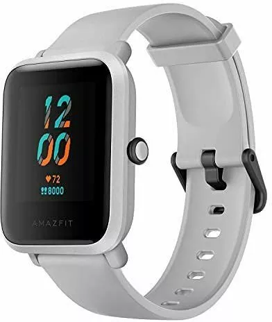 smartwatch amazfit meski zegarek bip s z bialym paskiem wyswietlacz