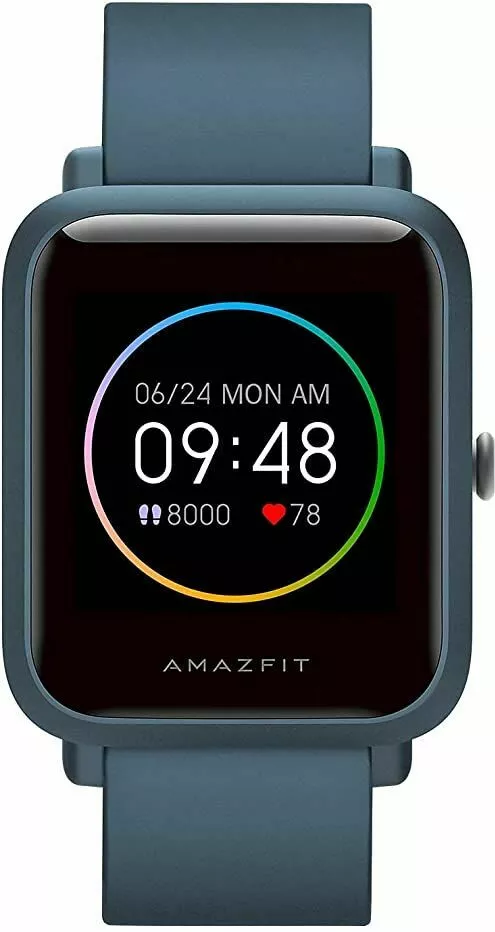 smartwatch amazfit unisex bip s lite z niebieskim paskiem wyswietlacz