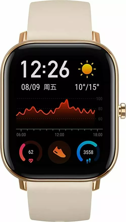 smartwatch amazfit gts bezowy pasek wyswietlacz