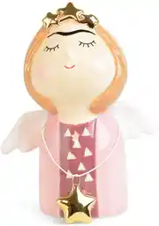 Śliczna, ceramiczna figurka aniołka ze złotymi akcentami Śliczna, ceramiczna figurka aniołka ze złotymi akcentami