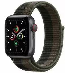 Apple Watch SE 40mm GPS Cellular Aluminium w kolorze gwiezdnej szarości z opaską sportową w kolorze tornada szarym Apple Watch SE 40mm GPS Cellular Aluminium w kolorze gwiezdnej szarości z opaską sportową w kolorze tornada szarym
