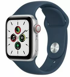 Apple Watch SE 40mm GPS Cellular Aluminium w kolorze srebrnym z paskiem sportowym w kolorze błękitnej toni Apple Watch SE 40mm GPS Cellular Aluminium w kolorze srebrnym z paskiem sportowym w kolorze błękitnej toni