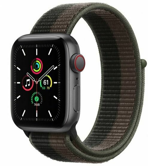 apple watch se 40mm gps cellular aluminium w kolorze gwiezdnej szarosci z opaska sportowa w kolorze tornada szarym