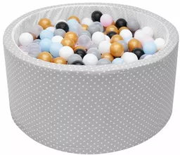 Pokrowiec poszycie na suchy basenik z kulkami piłeczkami dla dzieci niemowląt 90x40 Szary w białe kropki