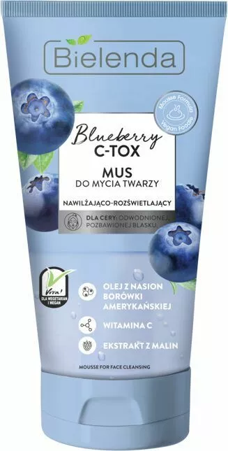 bielenda blueberry c tox nawilzajaco rozswietlajacy mus do mycia twarzy