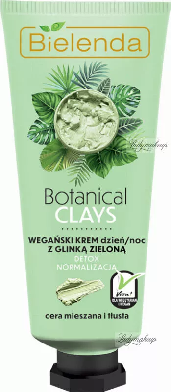 bielenda botanical clays vegan day night cream weganski krem do twarzy z zielona glinka cera mieszana i tlusta